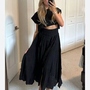 NEW FREE PEOPLE SUNDOWN WRAP SKIRT TOP SET IN BLACK S